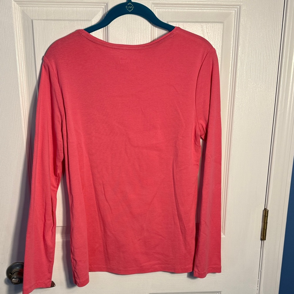 Talbots Coral Long Sleeve Tee - Picture 3 of 3